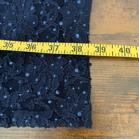 Dressbarn Collection Navy Blue Sleeveless Sequin V Neck Dress Size 8 - Picture 10 of 10